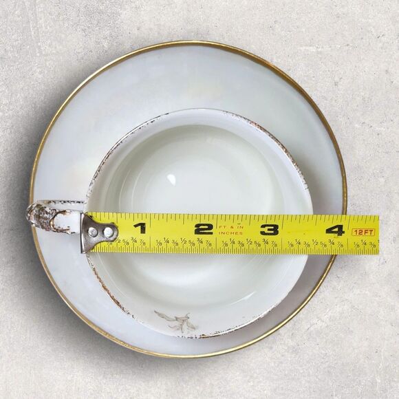 Antique Haviland Limoges Teacup Noritake Saucer Violet Floral Gold Rim Iridescen - Picture 14 of 15